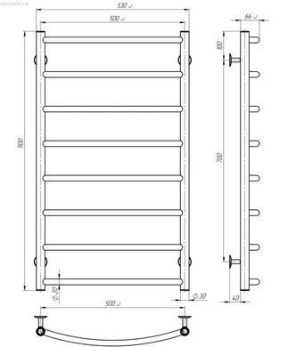 Рушникосушарка електричний Deffi Класик 500x900 чорний C.DK.90.50.8.E.B.R.1 правий