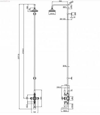 Термостатическая душевая система Burlington H111-BI