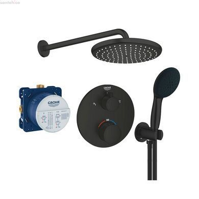 Душова система прихованого монтажу з термостатом Grohe Grohtherm з Tempesta 250 чорний матовий UA26415SC9