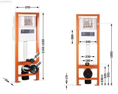 Инсталляция Qtap Nest UNI QT0233M370 с клавишей хром глянцевый + Унитаз подвесной Koller Pool Trend Tornado 3.0 TR-0490-RQ3 с сиденьем Soft Close
