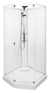 Душевая кабина Ido SHOWERAMA 10-5 Comfort пятиугольная 90х90, профиль белый, прозрачное стекло/матовое стекло 558.113.00.1
