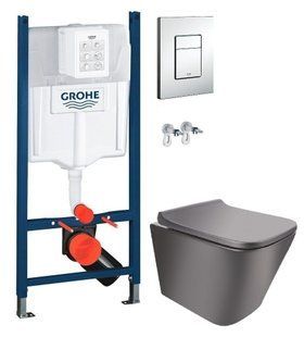 Инсталляция Grohe Rapid SL 38772001 3 в 1 + Унитаз подвесной Qtap Tern QT1733052ERMB с сиденьям Soft Close