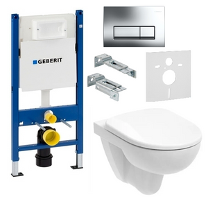 Инсталляция для унитаза Geberit Duofix 458.178.21.1 NEW 4в1+Унитаз подвесной Geberit Selnova Rimfree 500.265.01.1 с сиденьем Soft Close