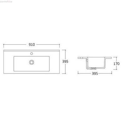 VELUM комплект меблів 90см, білий: тумба напольна, 1 ящик, 2 дверці + умывальник накладний арт RZJ910