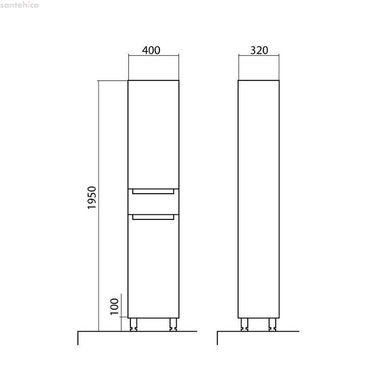 Пенал Аква Родос Омега підлоговий 40 см (правий) АР0001401