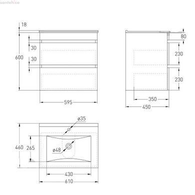 Тумба подвесная Imprese Vaclav 60 см u08506403FH с раковиной
