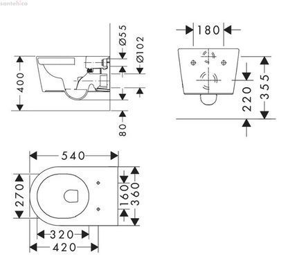 Инсталляция Hansgrohe iFrame Universal 01022180 с клавишей Original Q черный матовый + Унитаз подвесной Hansgrohe EluPura S AquaFall Flush 60193450 с сиденьям Soft Close