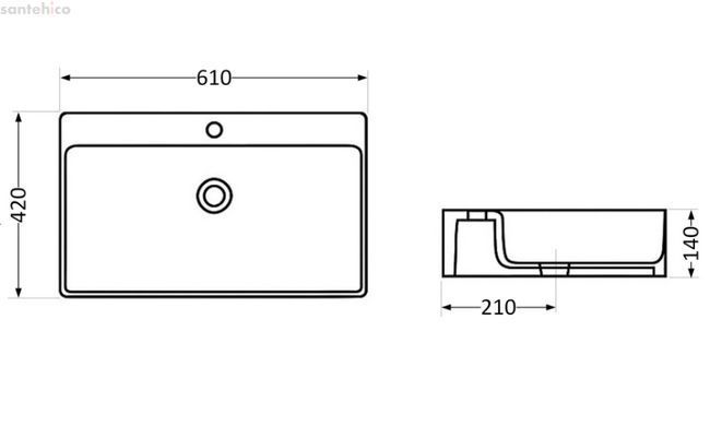 Раковина подвесная Qtap Nando LT 61 см QT12116146W