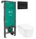 Инсталляция Hansgrohe iFrame Universal 01022180 с клавишей Original Q черный матовый + Унитаз подвесной Hansgrohe EluPura S AquaFall Flush 60193450 с сиденьям Soft Close